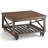 Harding 32"W Solid Mango Wood Industrial Square Coffee Table with Metal Accents, Open Shelf, and Iron Wheels