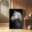 «Black and White Horse Portrait Elegant Animal», reproduction d'art encadrée-772561593-772561592
