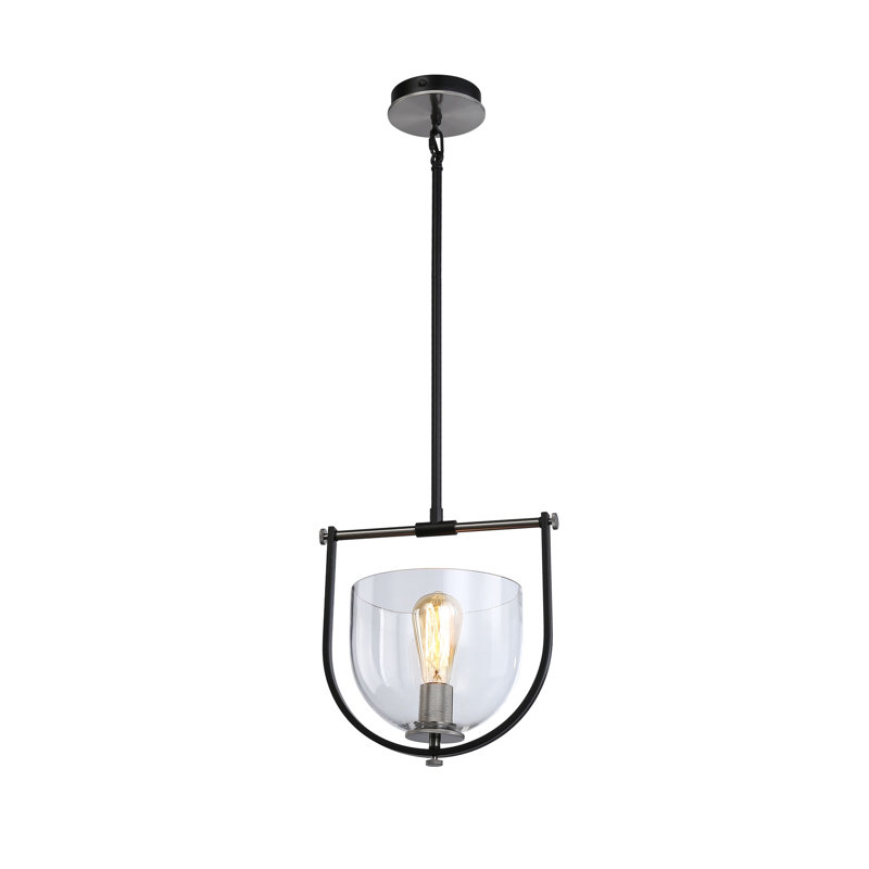 Luminaire suspendu 1 lumière Cheshire, Noir et nickel