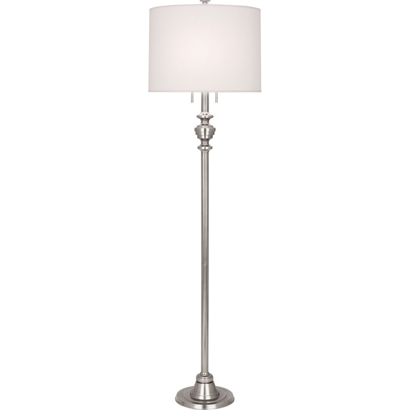 Modern Candlestick Floor Lamp With Dupioni Fabric Shade – 65 Inch Stylish Lighting Fixture For Contemporary Spaces