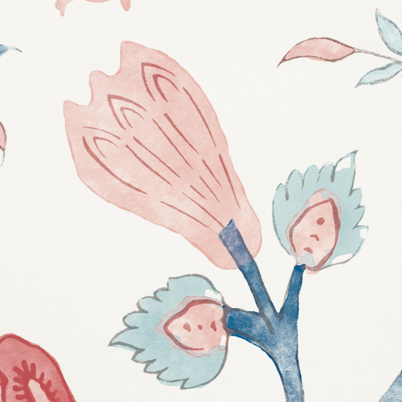Khilana Floral Wallpaper, Delft & Rose