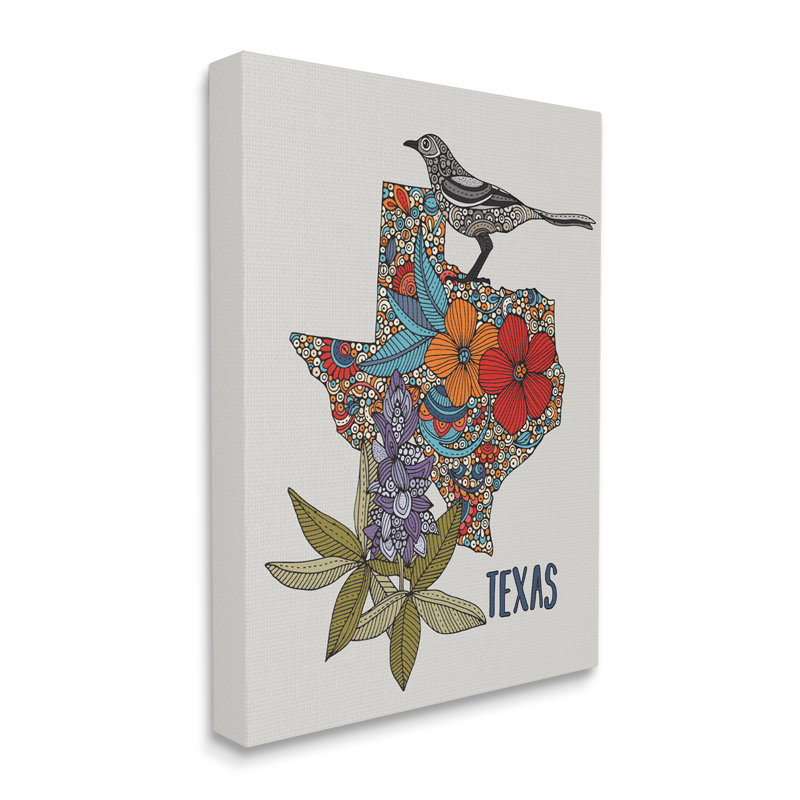 «Texas Bluebonnet State Bird Intricate Floral» par Valentina Harper, impression sur toile, Toile tendue