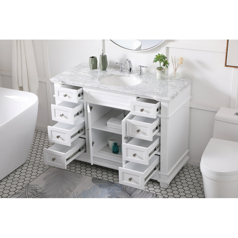 Lydie 48'' Single Bathroom Vanity with Marble Top, White