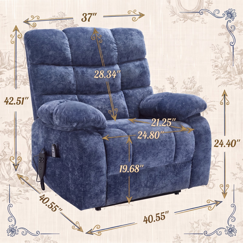 Fauteuil inclinable électrique surdimensionné à double moteur avec fonction chauffante et massante et capacité de charge de 159 kg