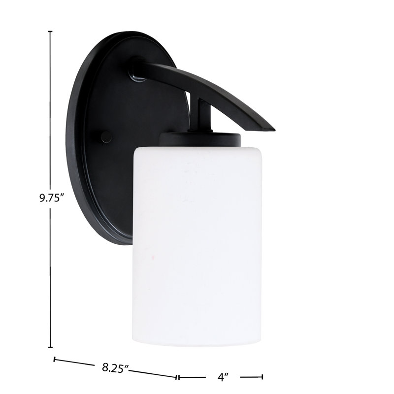 Applique murale en verre mousseline 4 po Kurve, Noir mat