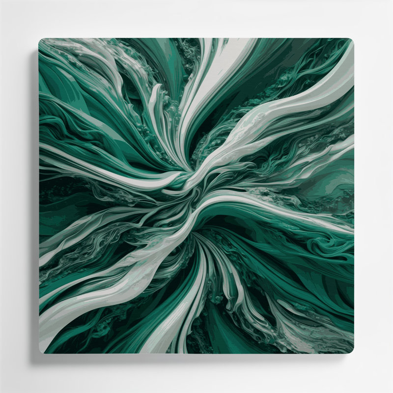 Abstrait paysage 55, art mural en métal vert, H 12 po x l 12 po