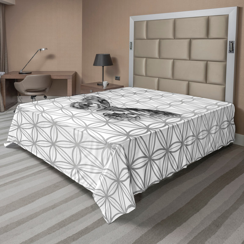 Drap-housse gris Ambesonne, Drap plat pour très grand lit californien