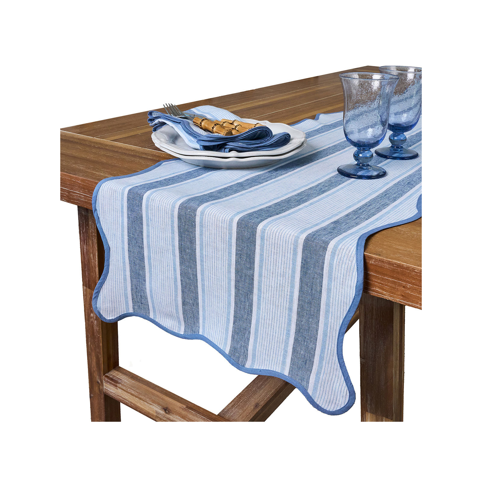Cabana Stripe 18" x 90" Table Runner, Ocean