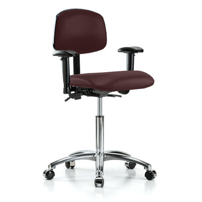 Chaise de bureau polyvalente en chrome avec accoudoirs réglables PERCH | Hauteur moyenne du banc: 20 à 27 po