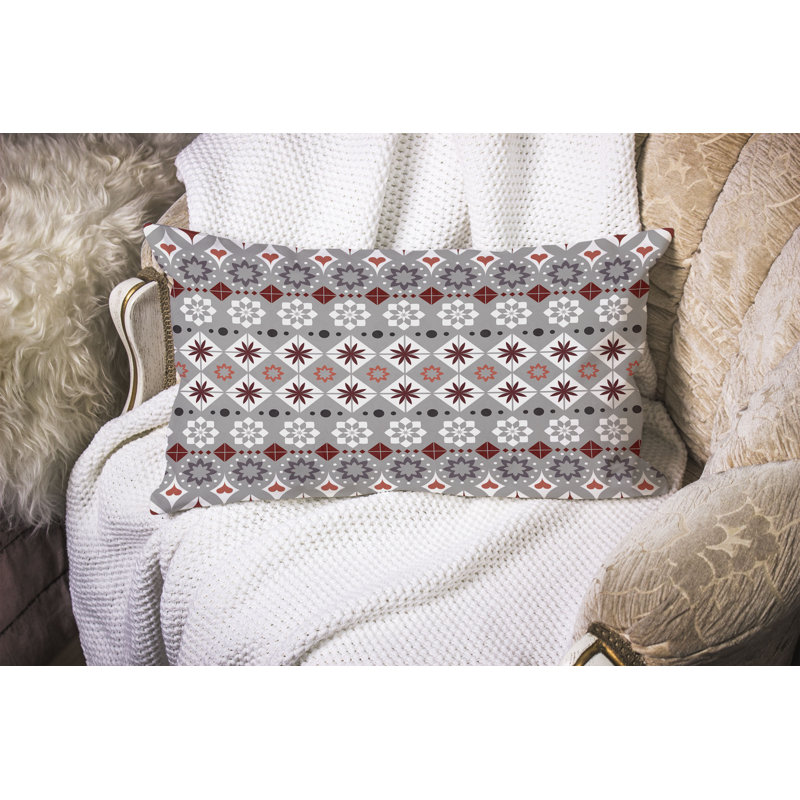 Shape Synergy  Rectangular Throw Pillow, White/Gray