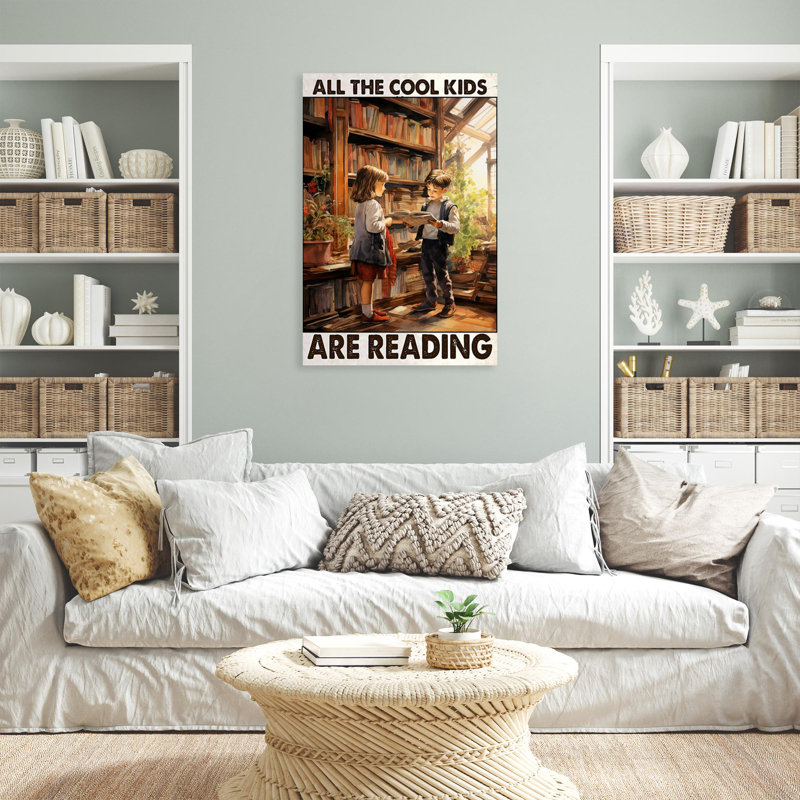 Impression sur toile, "All the cool Kids are lecture" - 1 pièce, H 14 po x l 11 po x P 1,25 po