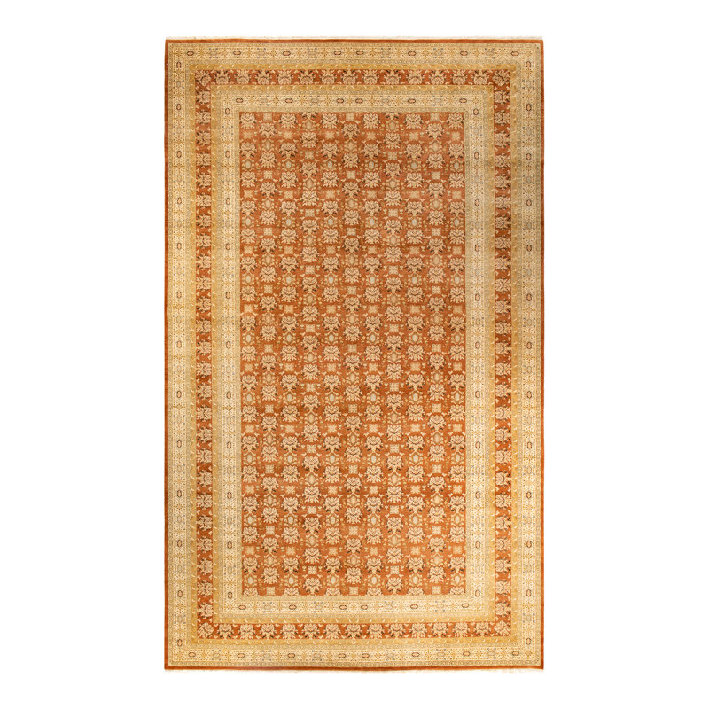 Tapis unique noué à la main Keenan - bronze, 9 pi 3 po x 16 pi