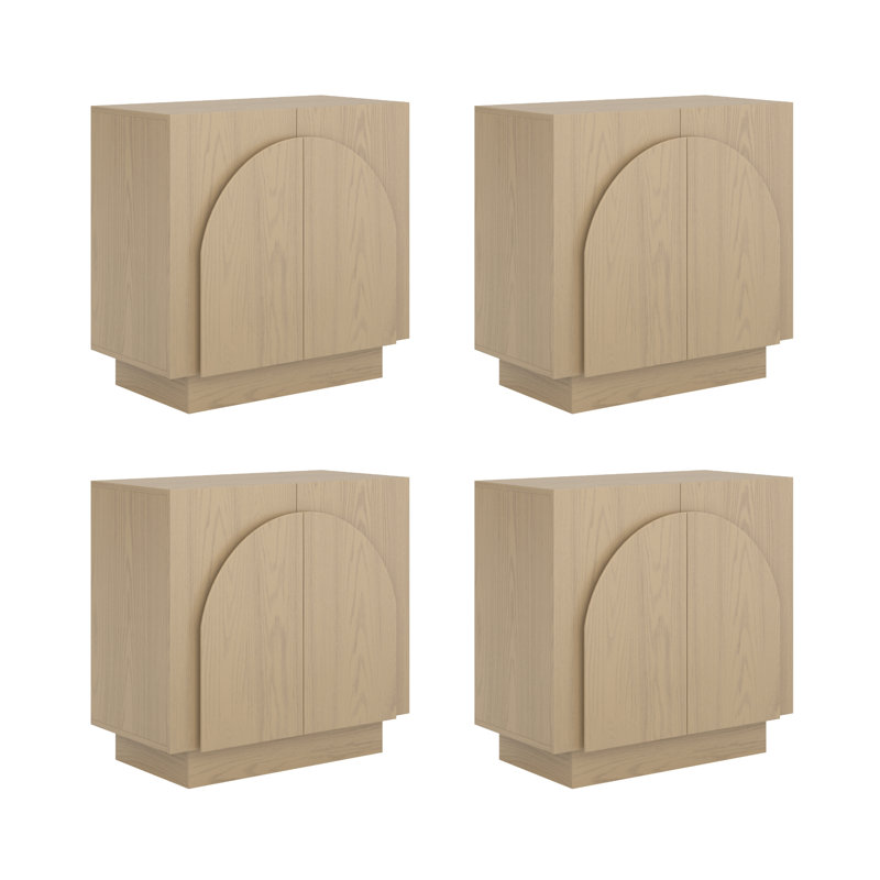 Eastampton Solid Wood TV Stand 2 - Door Accent Cabinet (4-Piece Set), Gray Oak