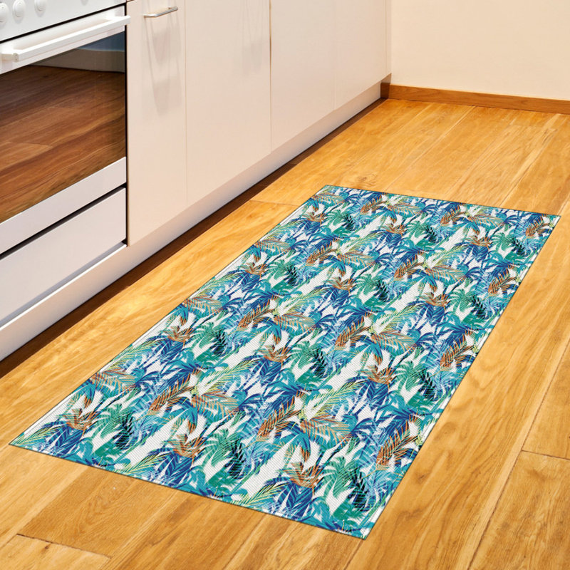 Palm Leaf High Density Long Fiber Poly Threads Decorative Area Rug Carpet, Rectangle 2'7" x 5'