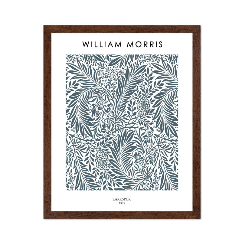 William Morris - Larkspur No13, H 24 po x l 32 po, Affiche, Brown Framed