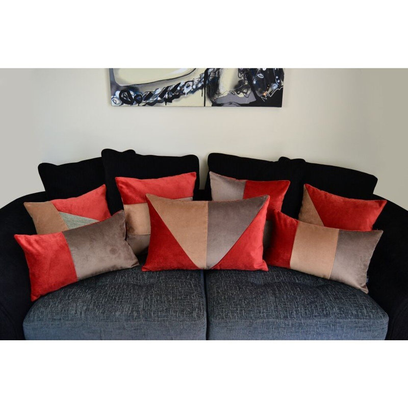 Skipper Patchwork Square Cushion, 43 x 43cm, Red/Golden/Brown