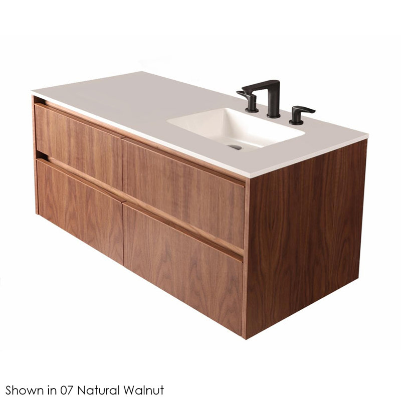 Kubitop 48'' L Bathroom Sink, Gloss White, 3 Hole - 8" Centers