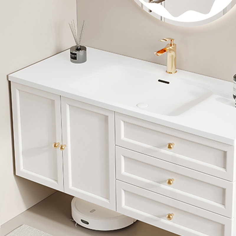 Armoire de salle de bain simple de style français., H 19,7 po x l 51,2 po x P 21,7 po, Blanc