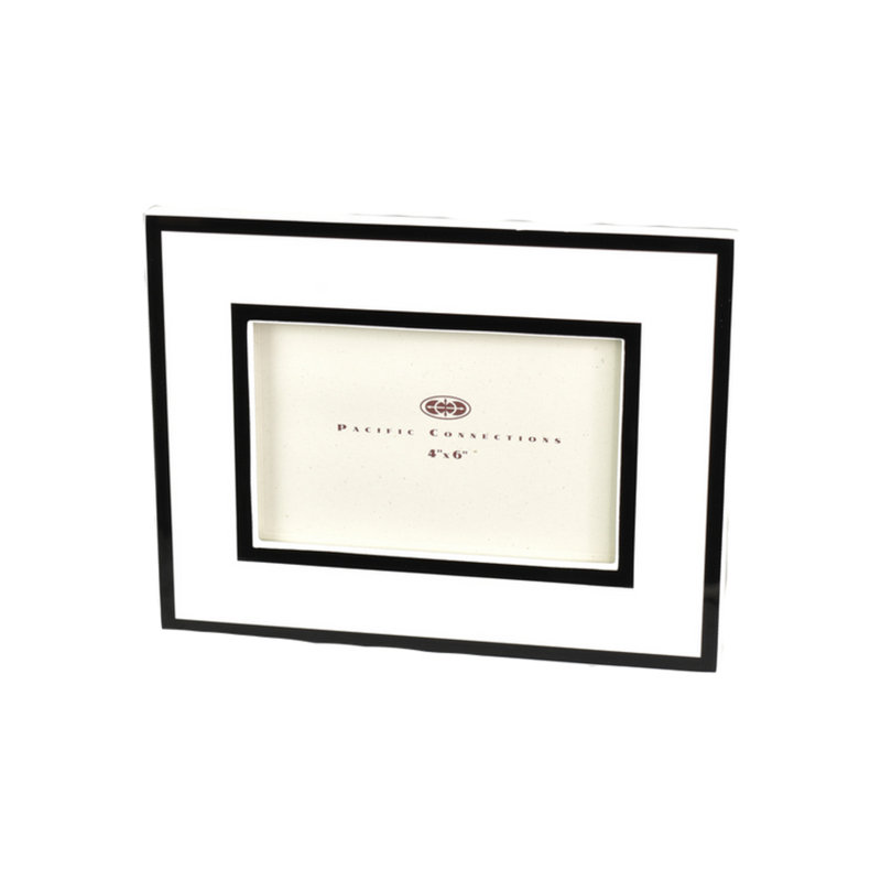 Cadre photo simple en bois, Blanc / noir, 4 po x 6 po