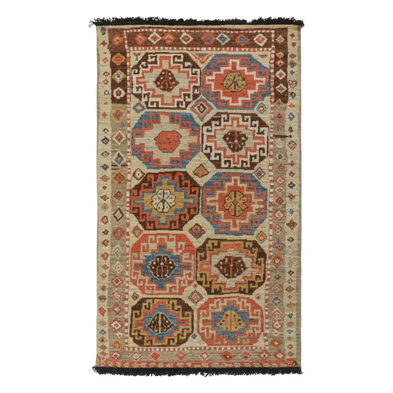 Burano Hand Knotted Wool Geometric Area Rug, Runner 2'6" x 12'