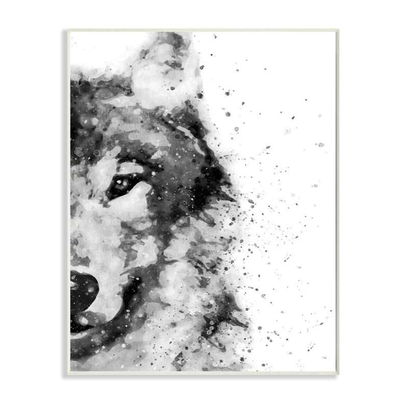 «Forest Wolf Wild Animal Watercolor Pop White» par Ziwei Li - impression d'art graphique, H 19 po x l 13 po, Plaque murale