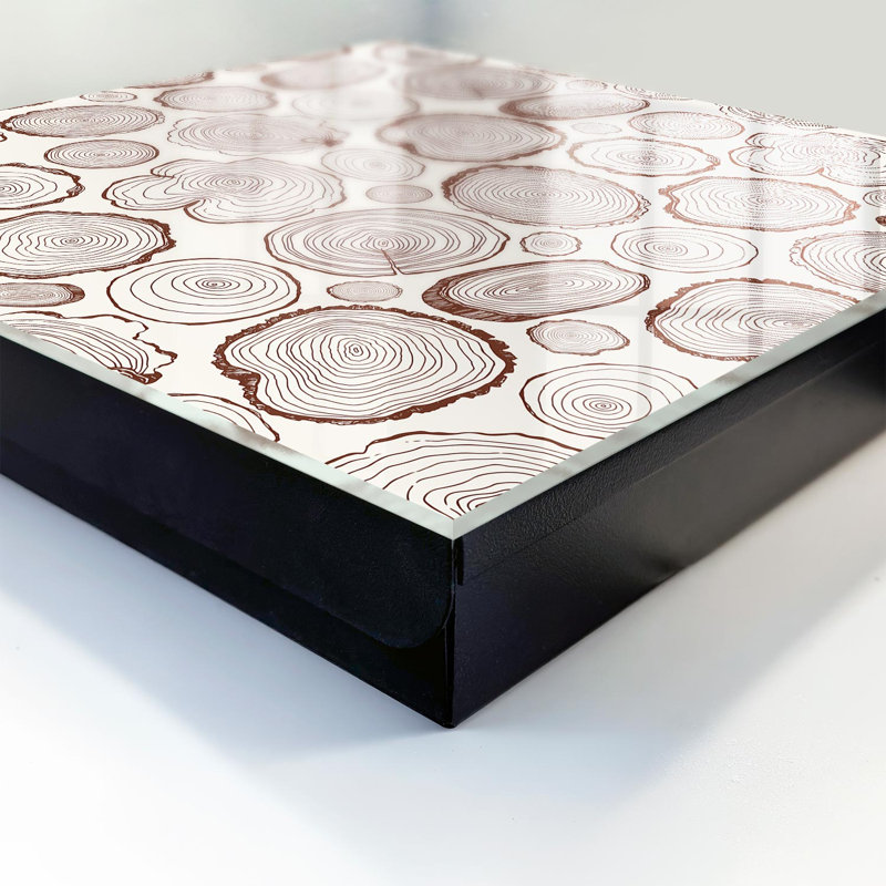 Key box, Opens to the left, 30x30x5, White, Natural pattern of wood cross-sections, 
