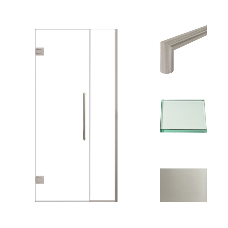 Elizabeth 36" x 76" Stainless Steel Frameless Shower Door with Clear Glass