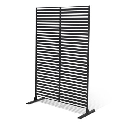 Écran d'intimité extérieur en métal 75 x 48 pouces, panneau de clôture en acier antirouille avec treillis pour patio, piscine, jardin et balcon, noir
