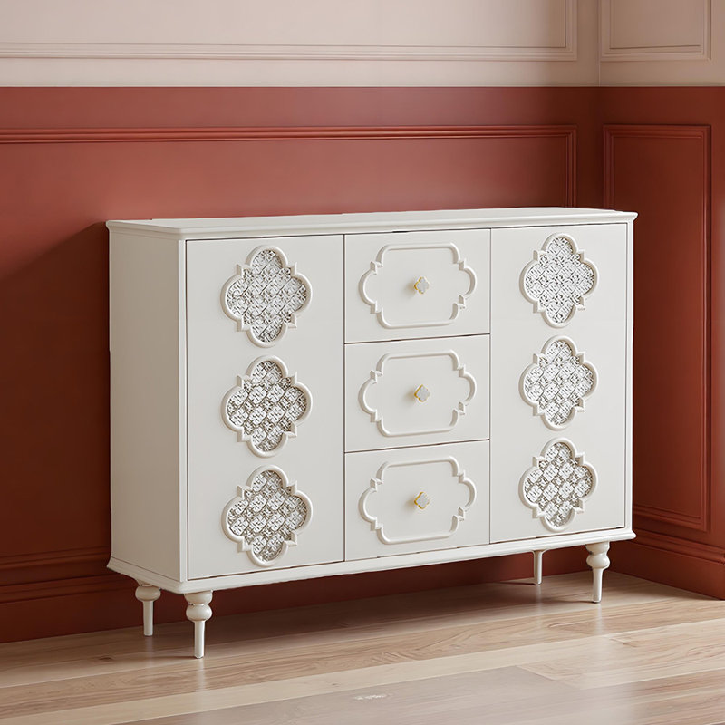 French style fashionable storage shoe cabinet, Ivory, 37.4" H x 47.24"  W x 13.78" D