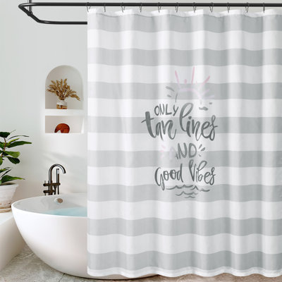 Cute Funny Striped Shower Curtain with Hooks