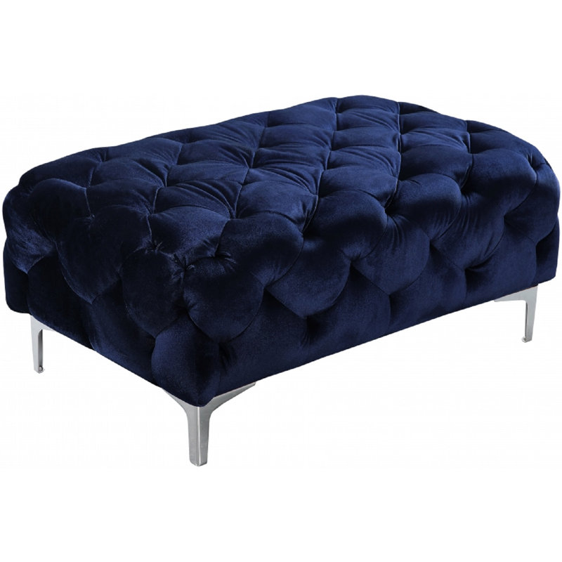 Crose 100cm Wide Tufted Rectangle Ottoman, Blue