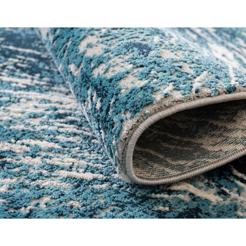 Tapis contemporain Araceli couleur mer, Octogone 7 pi