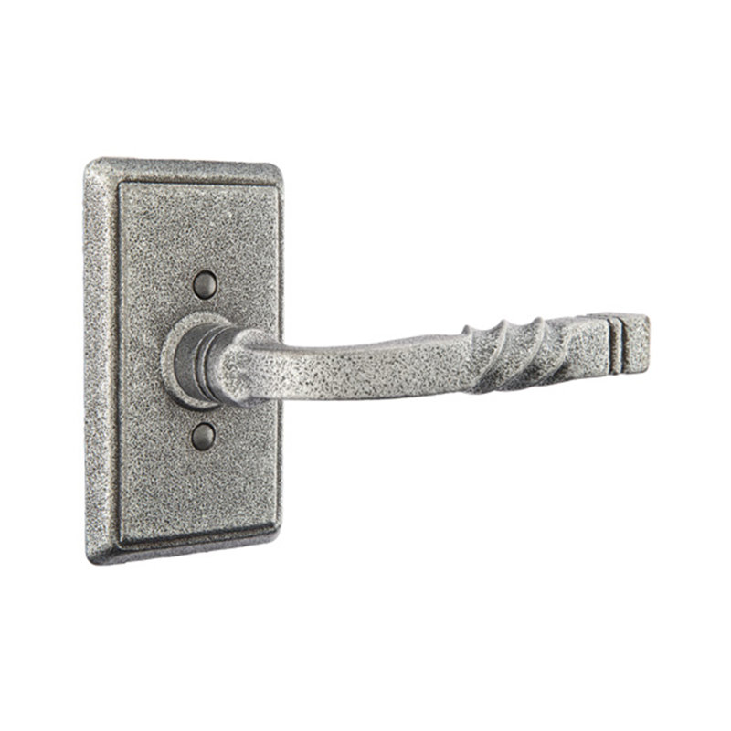 Faux levier de porte double avec rosette San Carlos, Acier plat noir, Droite
