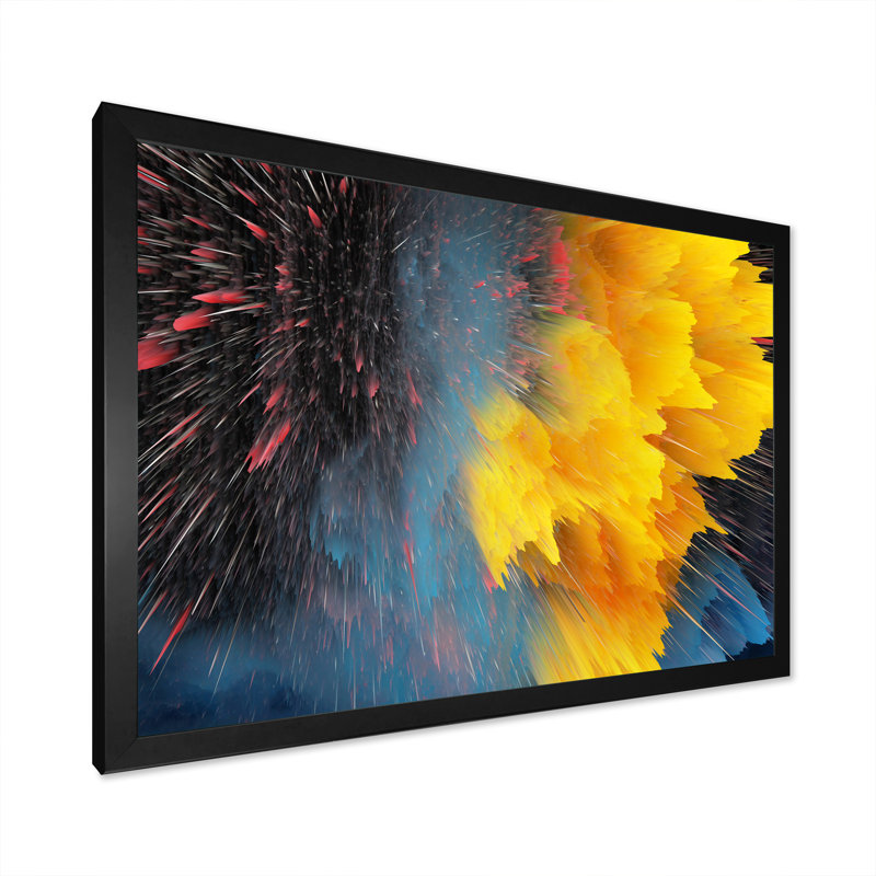 «Yellow Spash Clouds», reproduction sur toile flottante, Cadre noir, H 12 po x l 20 po x P 1 po