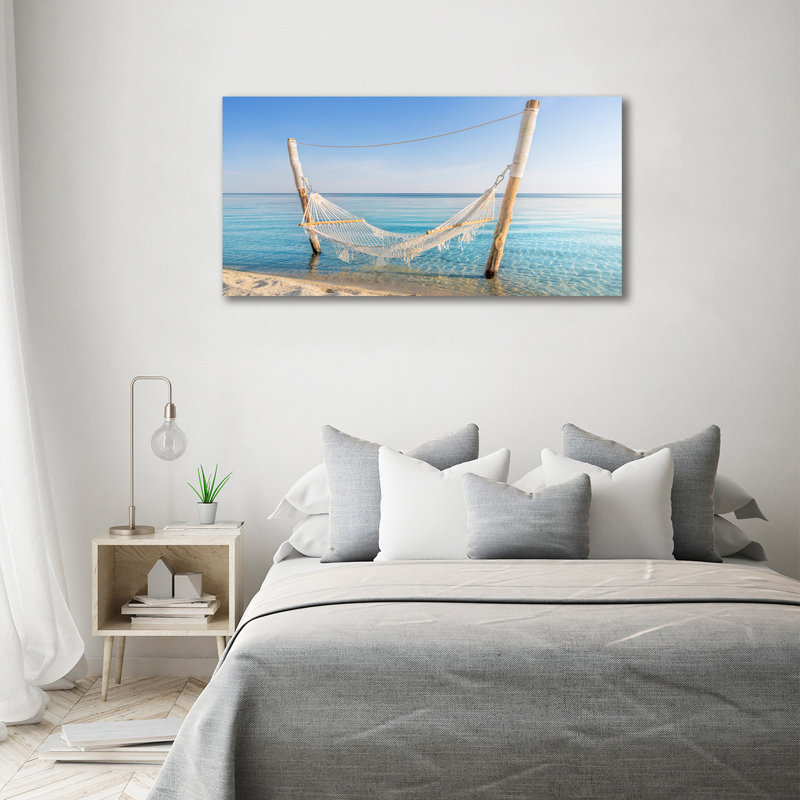 Hammock By The Sea - No Frame Print on Canvas