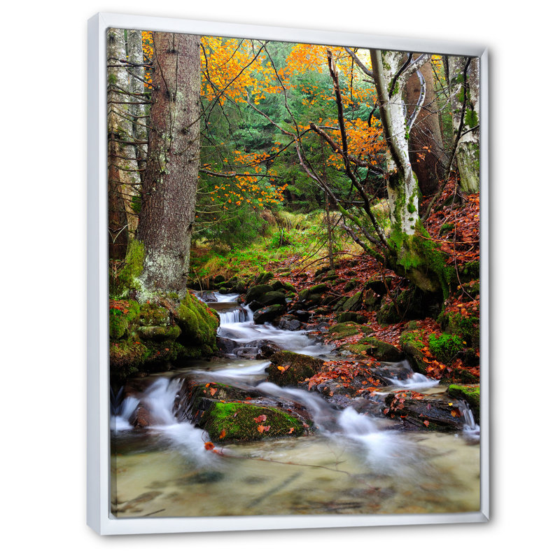 «Beautiful Autumn Forest Waterfall VI», reproduction d'art sur toile traditionnelle, H 20 po x l 12 po x P 1,5 po