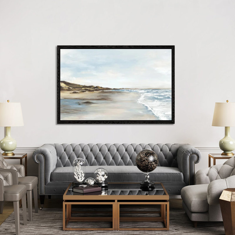 Coastal Memories I by Eva Watts - Painting on Canvas, Black Framed, 101.6cm H x 152.4cm W x 3.81cm D