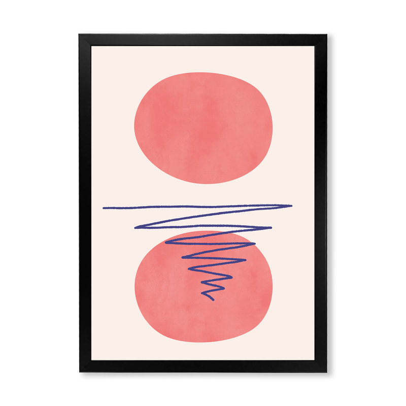 Deux lunes rouges abstraites - reproduction sur toile, H 20 po x l 12 po x P 1 po, Cadre photo noir