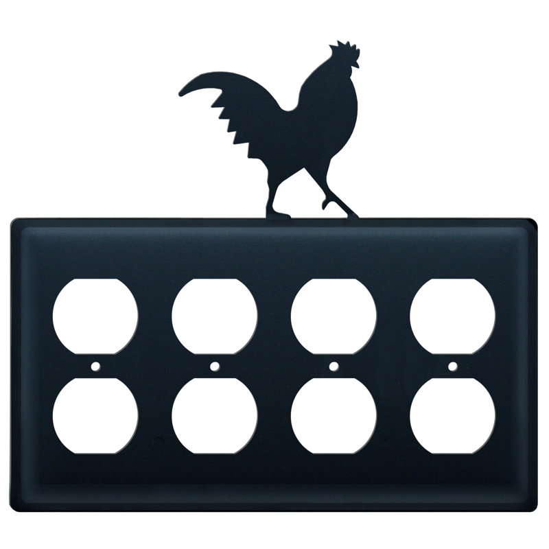 Rooster 4-Gang Duplex Outlet Wall Plate
