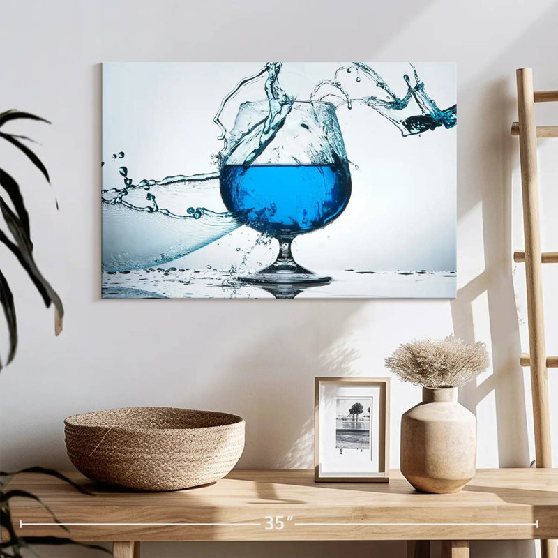 " Blue Cocktail Splash Canvas Print " Print, 24" H x 16" W x 1.25" D