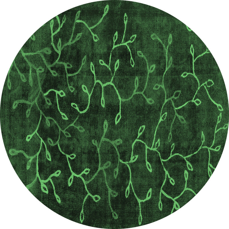 Tapis contemporains vert émeraude lavable à la machine 1107, Carré 8 pi