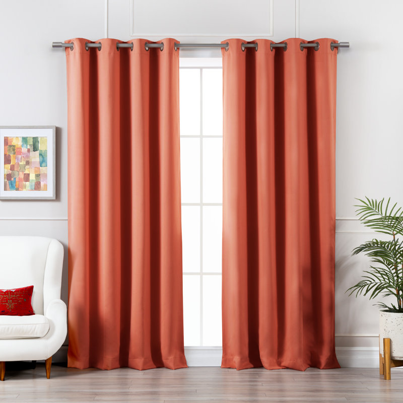 Adina Sevan Solid Thermal Grommet Curtain Panels, 52" W x 84" L, Apricot