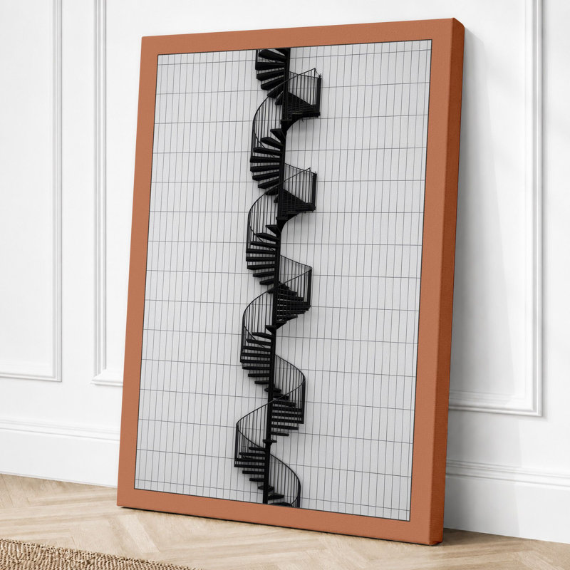 Six Spinning Gears Industrial - Wrapped Canvas, 18x12 - 45.7 x 30.5 cm, Terracotta Border