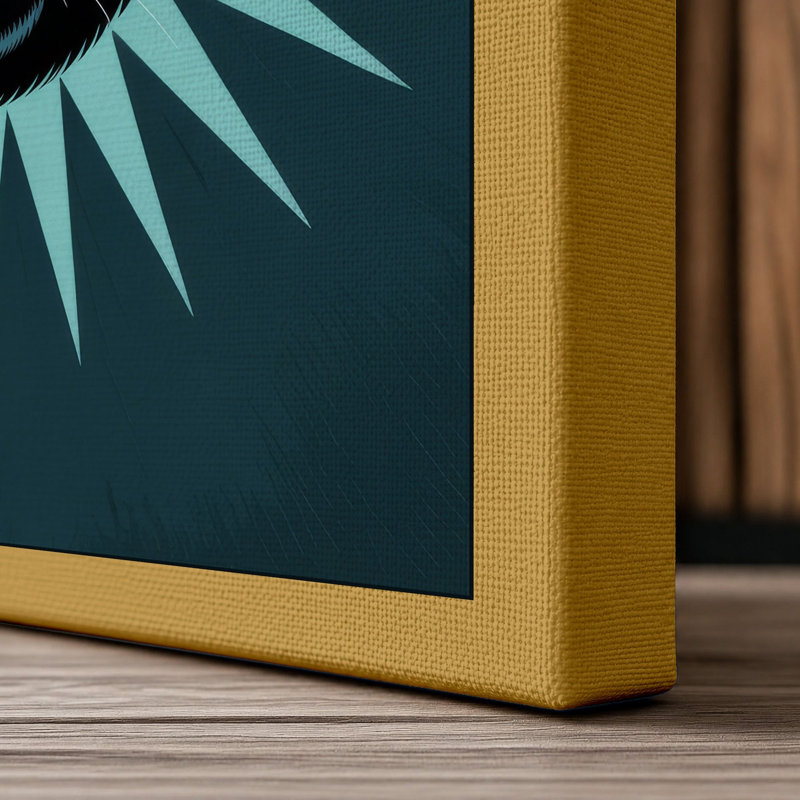 Mystical Cat Eyes Modern 1 Piece Wrapped Canvas Wall Art, 18x12 - 45.7 x 30.5 cm, Ochre Border