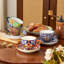  Bohemian Colorful 8oz 4 Piece Ceramic Coffee Cups and Saucers Set
