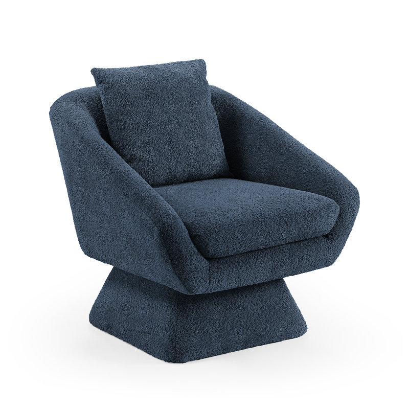 Arafaat 80Cm Wide Swivel Barrel Chair, Blue Boucle