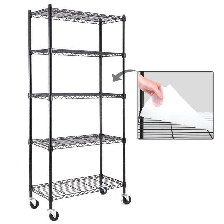 Basics 5-Shelf Adjustable, Heavy Duty Storage Shelving Unit (350 lbs  loading capacity per shelf), Steel Organizer Wire Rack, Black, 36 L x 14