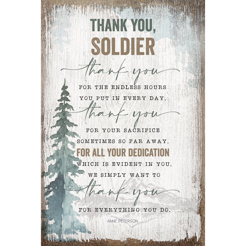 «Thank You Soldier», plaque de bois