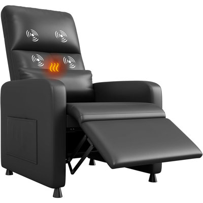 Power Recliner Chair with Heat & Massage, Adjustable Electric PU Leather Sofa, Living Room Ergonomic Single Seat