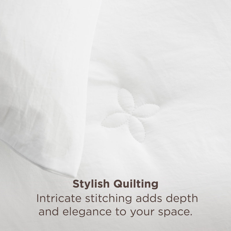 Bedsure Comforter Set-Cotton Like-Clover, White, Twin Comforter + 1 Twin Sham